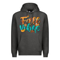 Charcoal Heather Fall Vibes with Food Premium Hoodie - texasbilliewilder