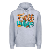 Heather Grey Fall Vibes with Food Premium Hoodie - texasbilliewilder