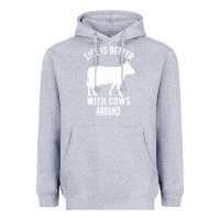Heather Grey Life Is Better With Cows Around Heavyweight Hoodie - Bettercallsaul