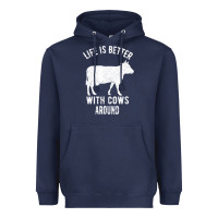 Navy Life Is Better With Cows Around Heavyweight Hoodie - Bettercallsaul