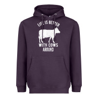 Plum Life Is Better With Cows Around Heavyweight Hoodie - Bettercallsaul