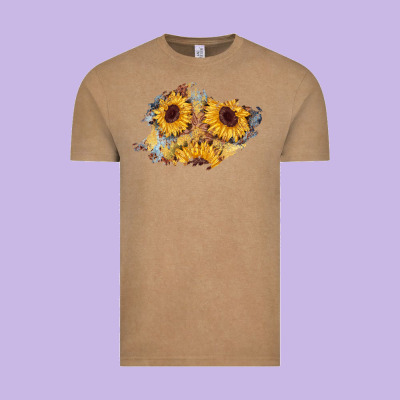 Sunflower Glitter Leather Patch Vintage Tee Designed By Adodesignshop