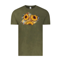 Vintage Olive sunflower glitter leather patch Vintage Tee - AdoDesignShop