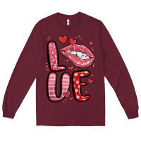 Burgundy western love lips Long Sleeve Tee - MaliasSmallBusiness