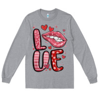 Heather Grey western love lips Long Sleeve Tee - MaliasSmallBusiness