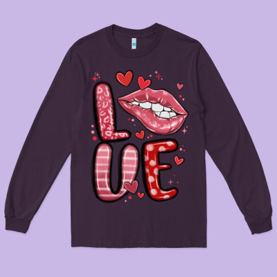 Western Love Lips Long Sleeve Tee Designed By Maliassmallbusiness