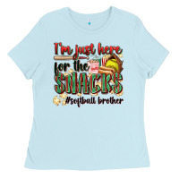 Baby Blue i'm just here for the snacks #softball brother Ladies Tee - Zillion Design Studio