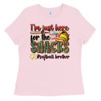 Bubblegum Pink i'm just here for the snacks #softball brother Ladies Tee - Zillion Design Studio