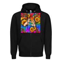 Black Heart And Sunflowers With Neon Leopard Patterns Zipper Hoodie - BundleAndBundleShop