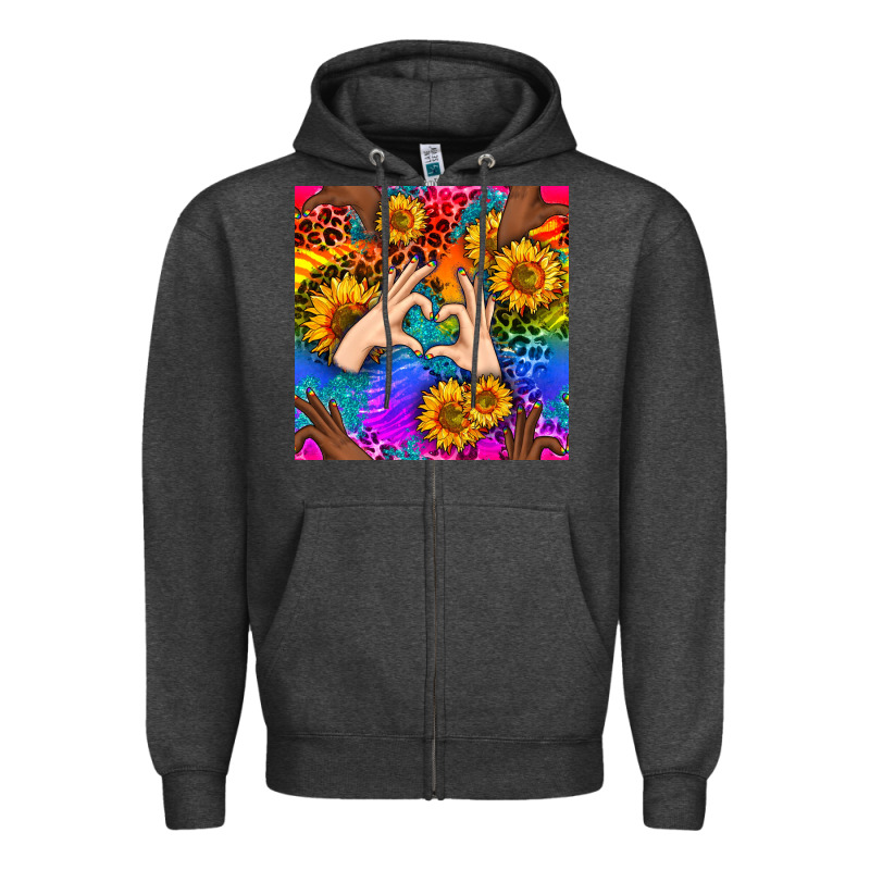 Heart And Sunflowers With Neon Leopard Patterns Zipper Hoodie by BundleAndBundleShop | Teevron