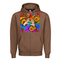 Chestnut Heart And Sunflowers With Neon Leopard Patterns Zipper Hoodie - BundleAndBundleShop