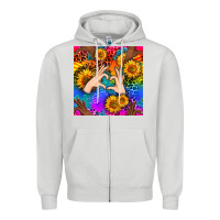 Dove Grey Heart And Sunflowers With Neon Leopard Patterns Zipper Hoodie - BundleAndBundleShop