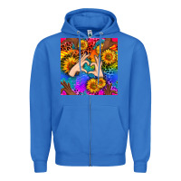 True Royal Heart And Sunflowers With Neon Leopard Patterns Zipper Hoodie - BundleAndBundleShop