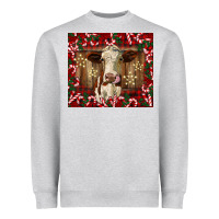 Heather Grey christmas heifer with candy canes Heavyweight Sweatshirt - BarkalooDesign