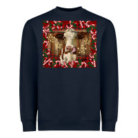 Navy christmas heifer with candy canes Heavyweight Sweatshirt - BarkalooDesign