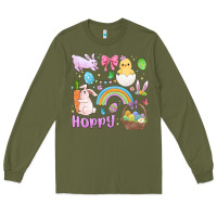 Army Green easter hoppy bunny Long Sleeve Tee - MaliasSmallBusiness