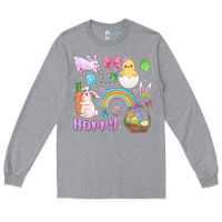 Heather Grey easter hoppy bunny Long Sleeve Tee - MaliasSmallBusiness