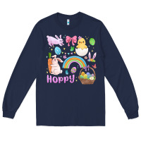 Navy easter hoppy bunny Long Sleeve Tee - MaliasSmallBusiness