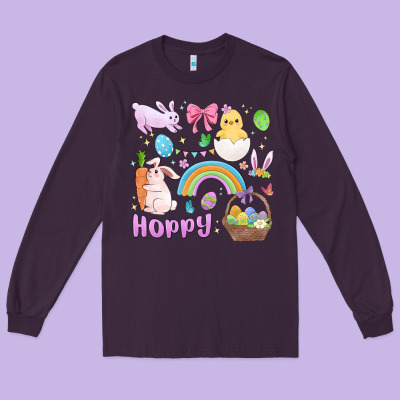 Easter Hoppy Bunny Long Sleeve Tee Designed By Maliassmallbusiness