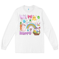 White easter hoppy bunny Long Sleeve Tee - MaliasSmallBusiness