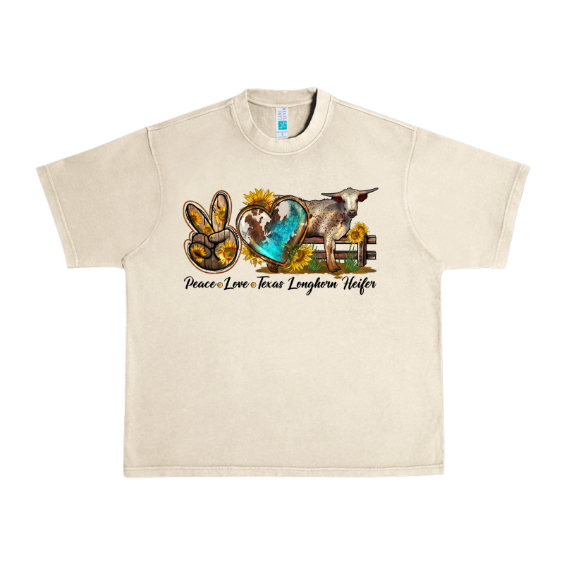 Peace Love Longhorn Heifer Urban Heavy Tee by LillyAllenDesigns | Teevron