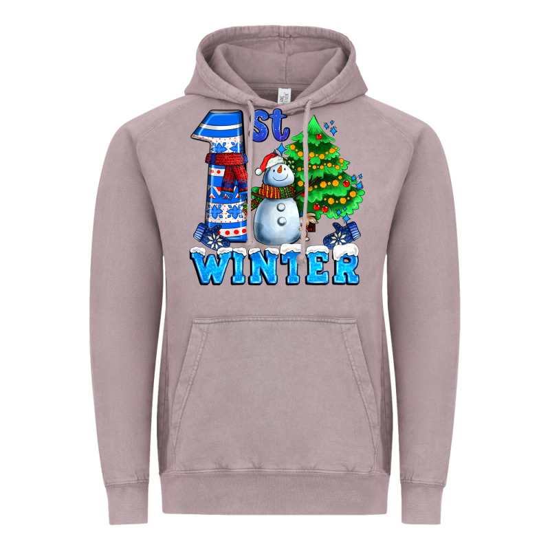 First Winter With Snowman Vintage Hoodie by AdoDesignShop | Teevron