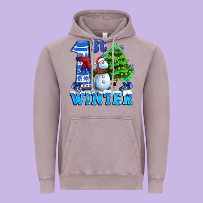 First Winter With Snowman Vintage Hoodie Designed By Adodesignshop