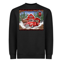 Black Christmas farm reindeer and truck Heavyweight Sweatshirt - BarkalooDesign