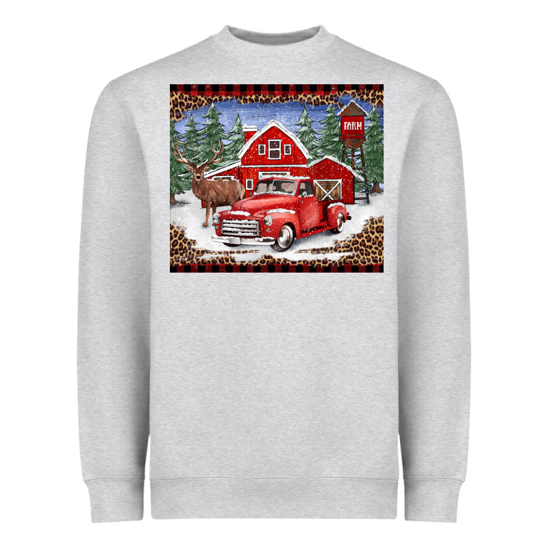 Christmas Farm Reindeer And Truck Heavyweight Sweatshirt by BarkalooDesign | Teevron