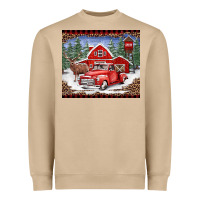 Mushroom Christmas farm reindeer and truck Heavyweight Sweatshirt - BarkalooDesign