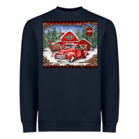 Navy Christmas farm reindeer and truck Heavyweight Sweatshirt - BarkalooDesign