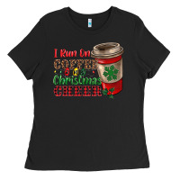 Black i run on coffee and christmas cheer Ladies Tee - RanaPortraitStore