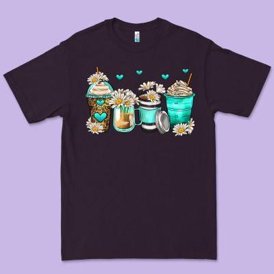 Daisy Coffee Cups Premium Tee Designed By Zillion Design Studio