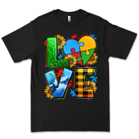 Black love with heart sunflower Premium Tee - AdoDesignShop