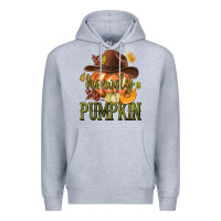 Heather Grey Howdy Pumpkin Premium Hoodie - texasbilliewilder