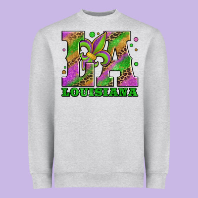 Mardi Gras Louisiana Fleur De Lis Heavyweight Sweatshirt Designed By Jasminsmagicworld