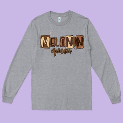 Melanin Queen Long Sleeve Tee Designed By Maliassmallbusiness