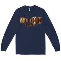 Navy melanin queen Long Sleeve Tee - MaliasSmallBusiness