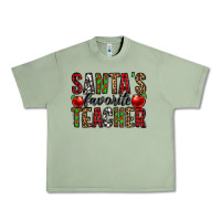 Oil Green santa's favorite teacher Urban Heavy Tee - Jasminsmagicworld