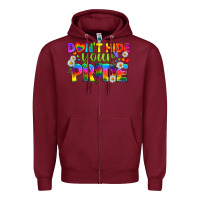 Burgundy LGBTQ+ Don't Hide Your Pride Zipper Hoodie - BundleAndBundleShop