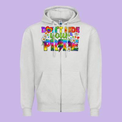 Lgbtq+ Don't Hide Your Pride Zipper Hoodie Designed By Bundleandbundleshop