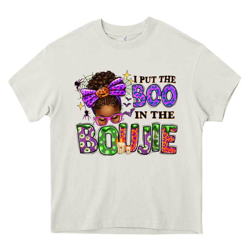 I Put The Boo In The Boujie Messy Bun Heavy Core Tee by texasbilliewilder | Teevron