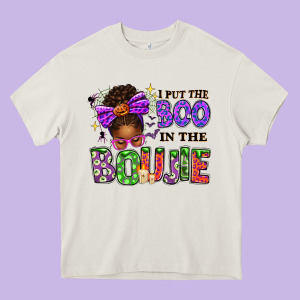 I Put The Boo In The Boujie Messy Bun Heavy Core Tee Designed By Texasbilliewilder