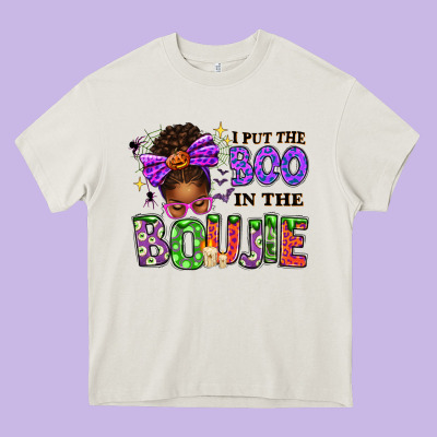 I Put The Boo In The Boujie Messy Bun Heavy Core Tee Designed By Texasbilliewilder