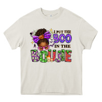 Cream I Put The Boo In The Boujie Messy Bun Heavy Core Tee - texasbilliewilder