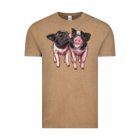 Vintage Coffee cute baby pigs Vintage Tee - Artiststas