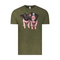 Vintage Olive cute baby pigs Vintage Tee - Artiststas