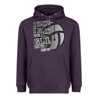 Plum I Know I Play Like A Girl Try To Keep Up Volleyball Heavyweight Hoodie - Bettercallsaul