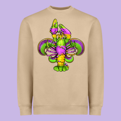 Mardi Gras Crawfish Fleur De Lis Heavyweight Sweatshirt Designed By Jasminsmagicworld