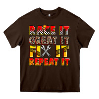 Chocolate Brown race it great it fix it repeat it Heavy Core Tee - Zillion Design Studio